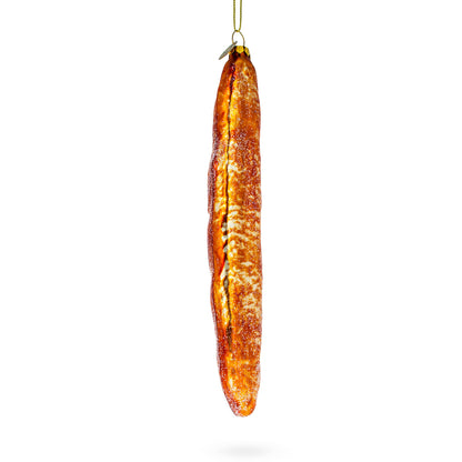 Baguette Bread Glass Christmas Ornament