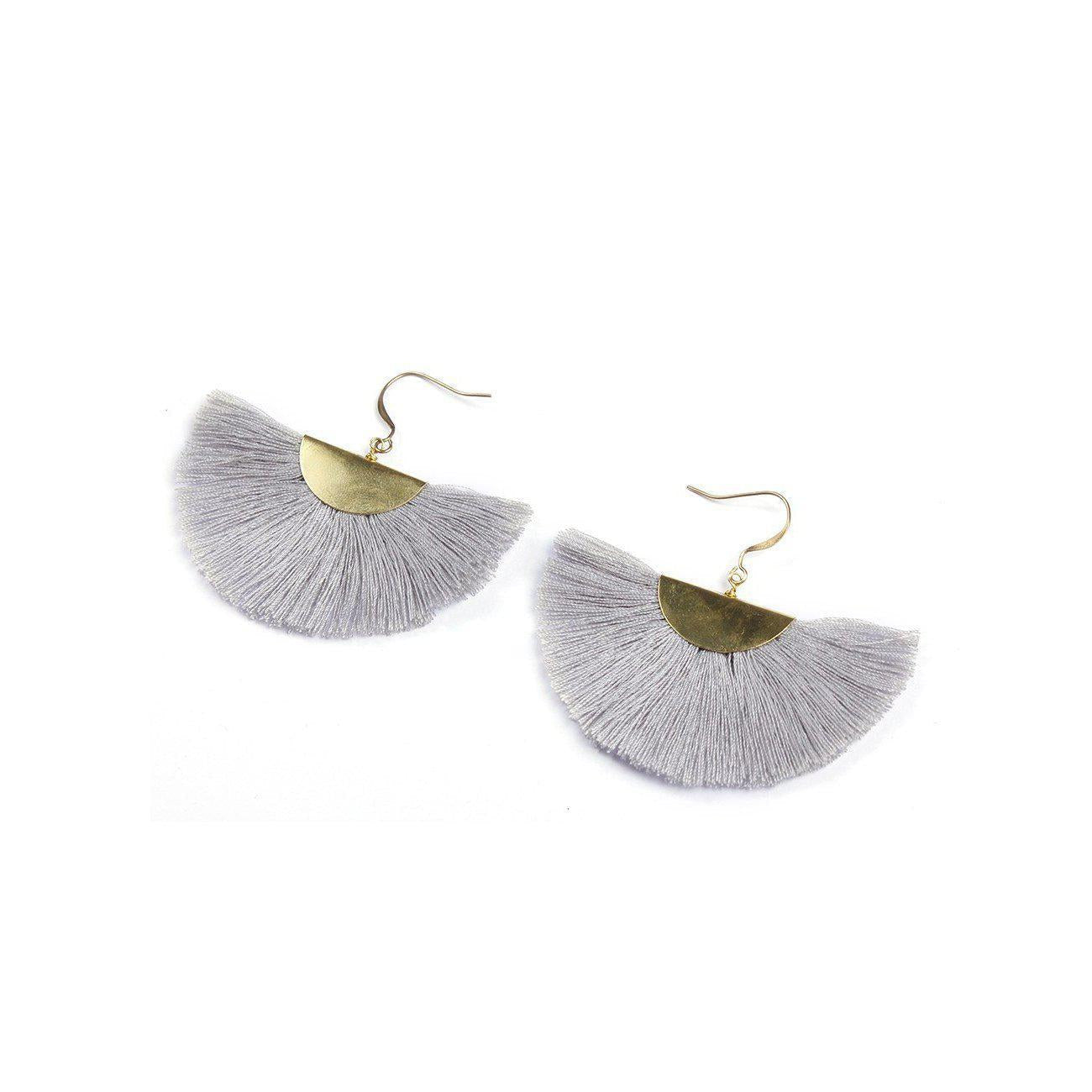 Cleo Fan Boho Colorful Brass Earrings - Thailand