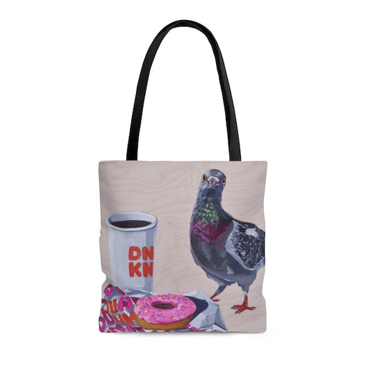 Pigeons Run On Donuts Tote Bag