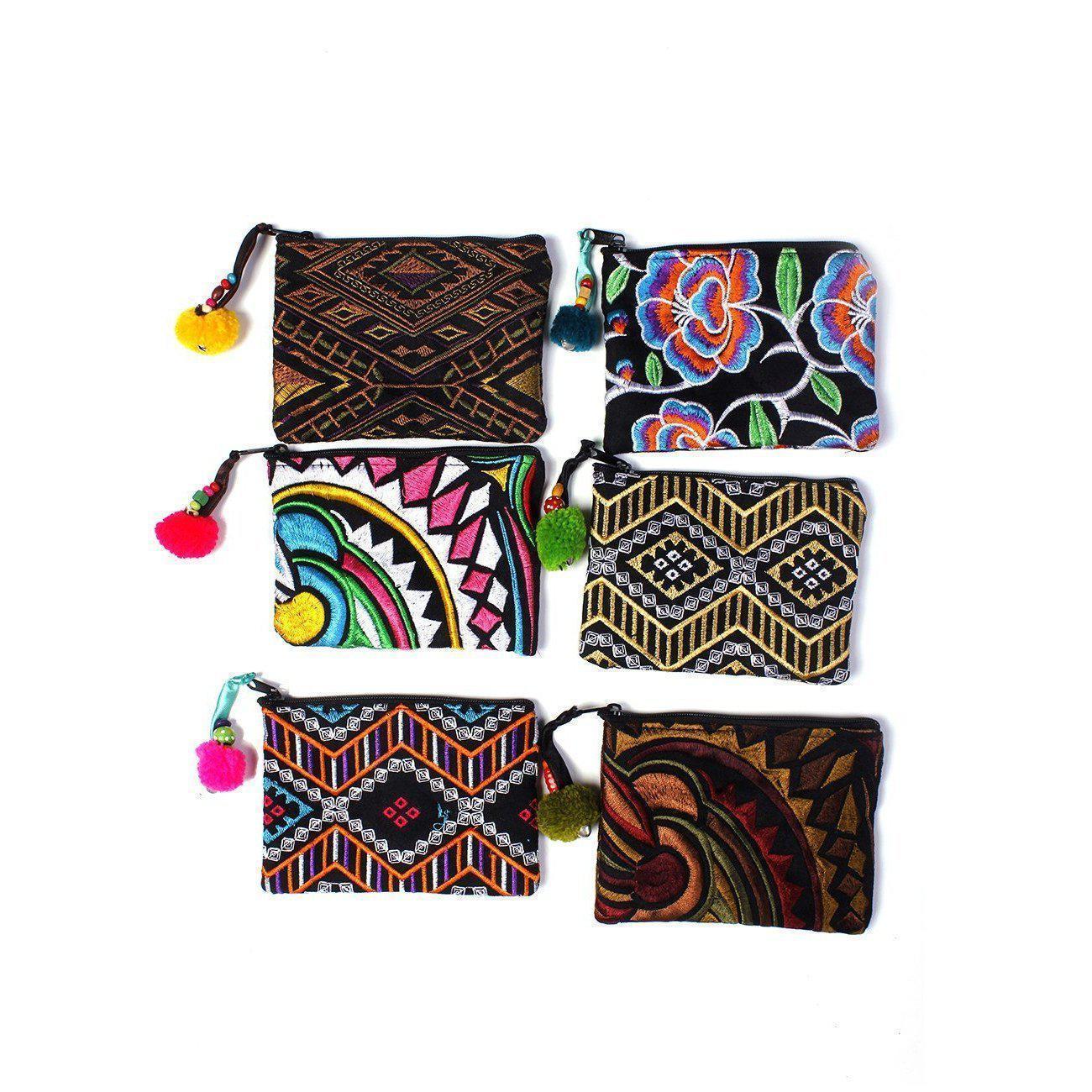 Embroidered Coin Purse Florals and Geometrics Assorted - Thailand
