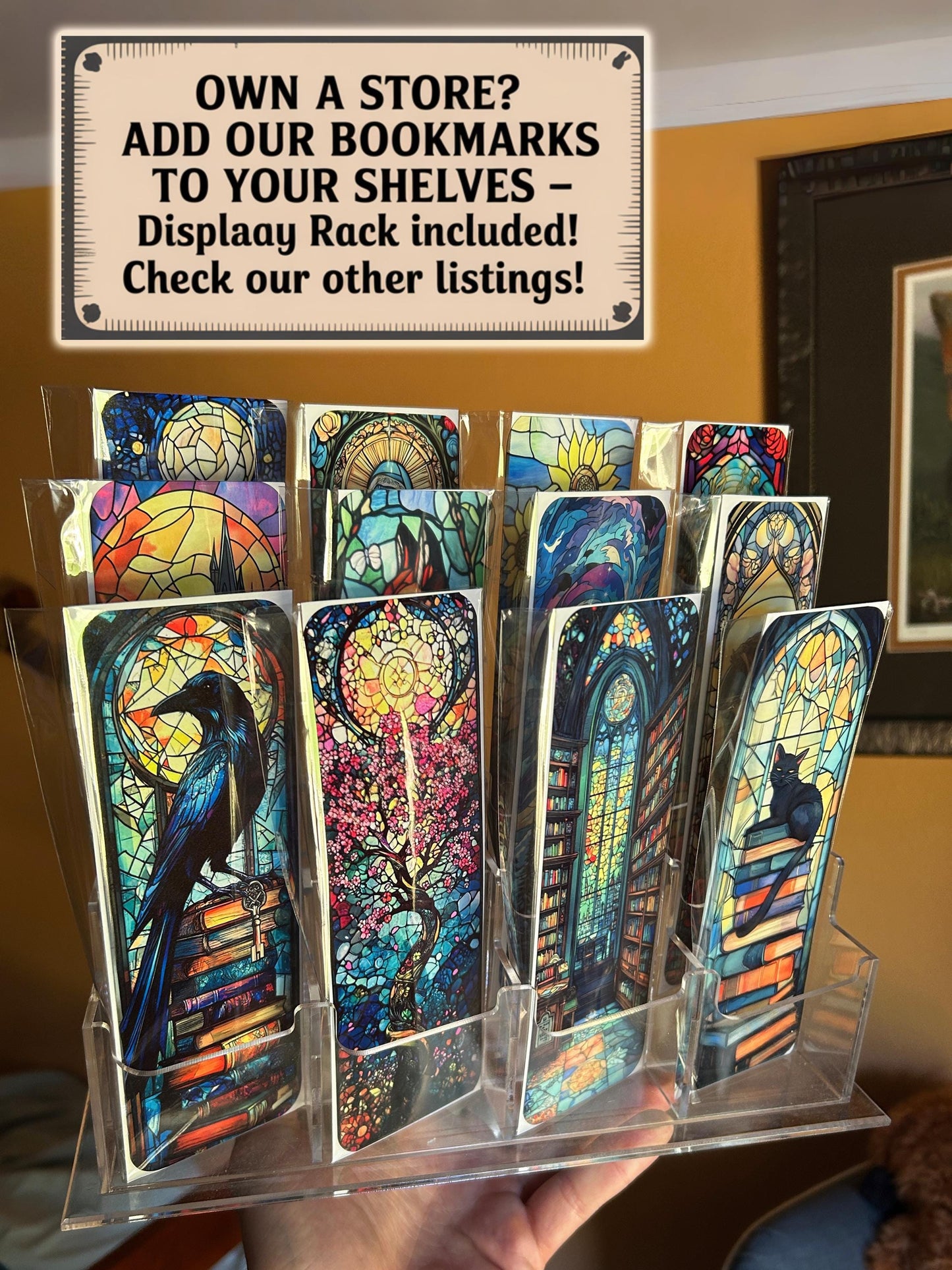 Fantasy Sword & Dragon Bookmark,Stained Glass Medieval Design in Emerald Tones, Epic Gift for Fantasy Readers, Medieval Bookmark