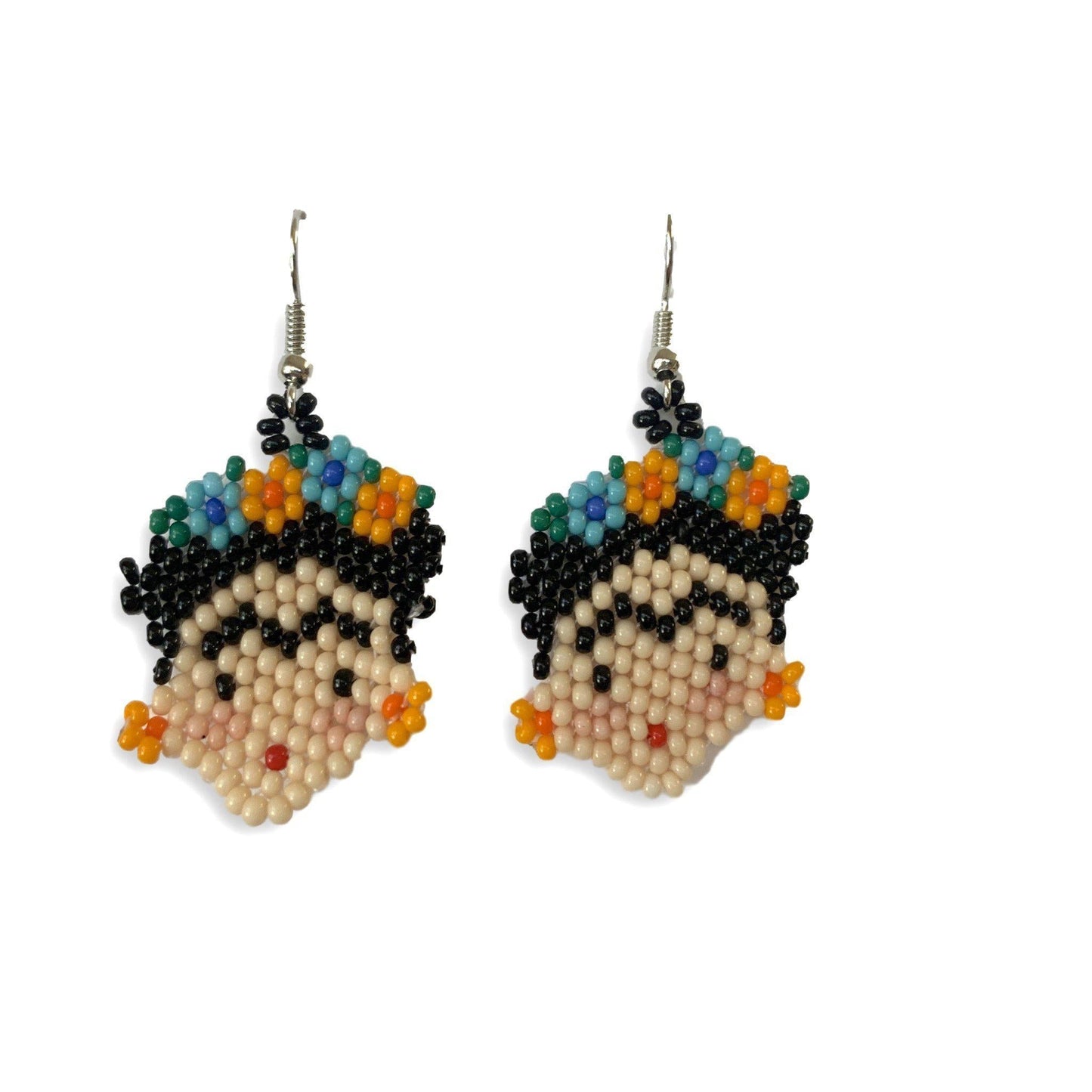 Frida Kahlo Seed Bead Earrings - Guatemala