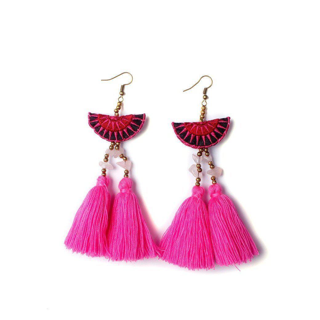 Hmong Stars Tassel Earrings - Thailand