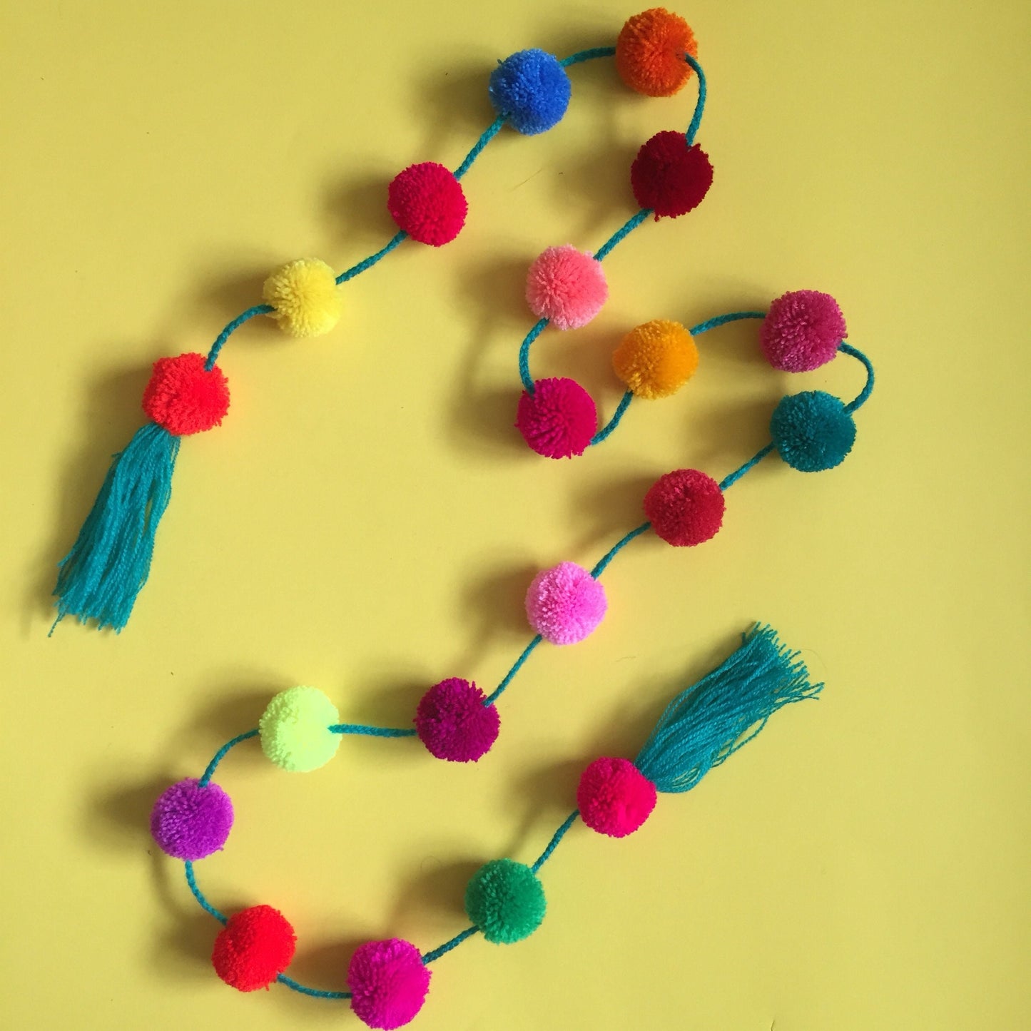Hanging Garland Decor Boho Multicolor Pom Pom Strip - Mexico