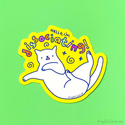 Dissociating Cat Mental Health Anxiety Vinyl Sticker