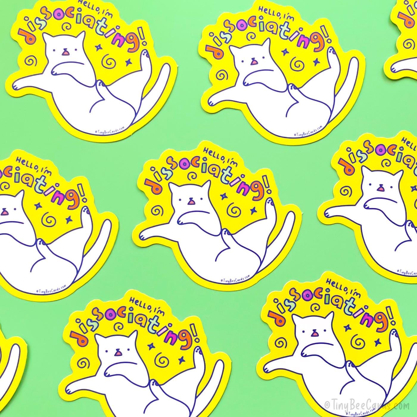 Dissociating Cat Mental Health Anxiety Vinyl Sticker