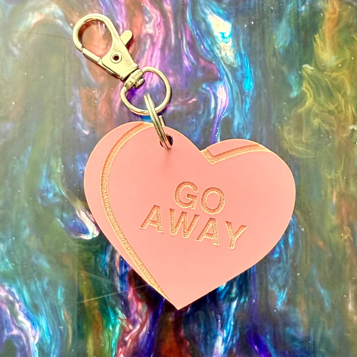 Heart Candy GO AWAY Keychain Bag Charm