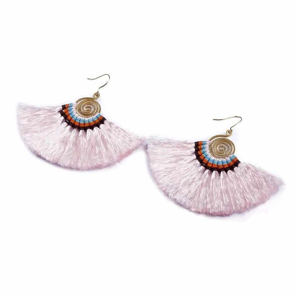 Large Half Moon Tassel Earrings - Thailand