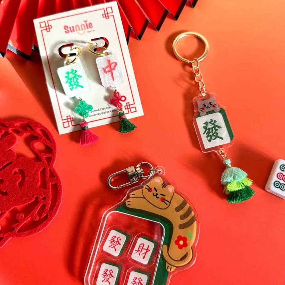 Mahjong Acrylic Earrings