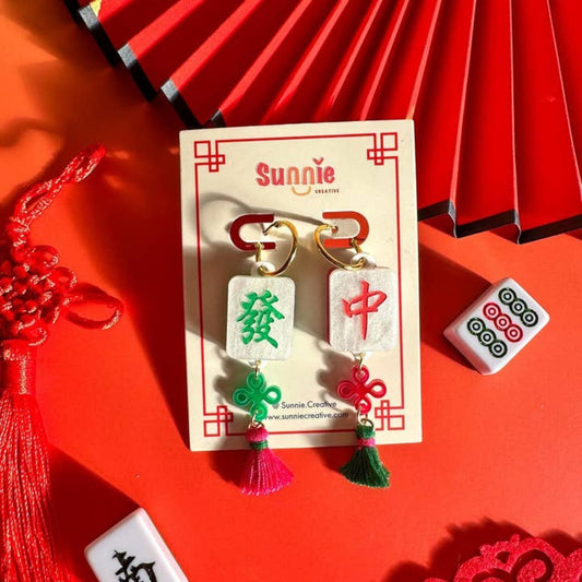 Mahjong Acrylic Earrings