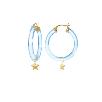 Mini Star Charm Lucite Hoop Earrings