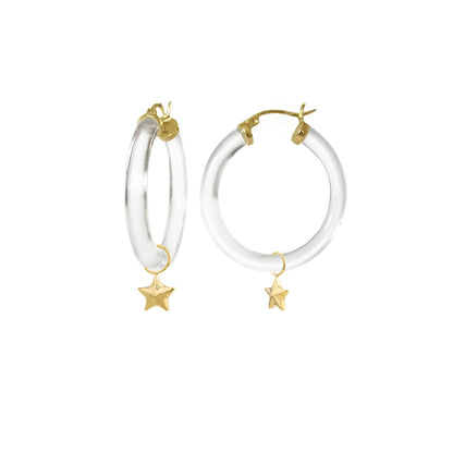 Mini Star Charm Lucite Hoop Earrings