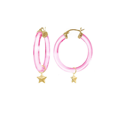 Mini Star Charm Lucite Hoop Earrings