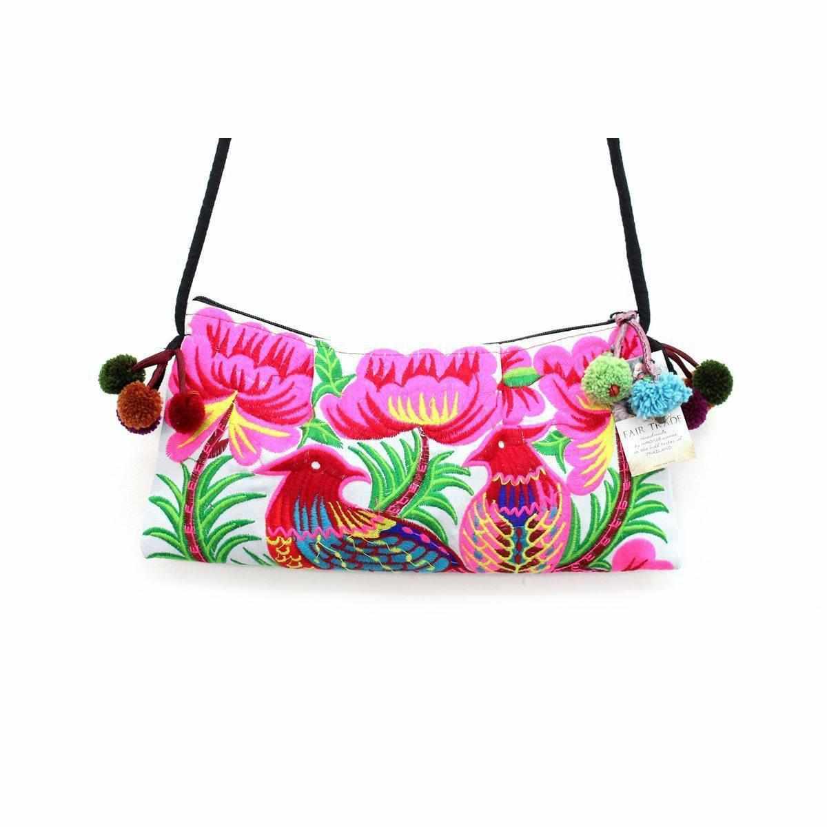 Crossbody Embroidered Hmong Floral Geometric Bag - Thailand